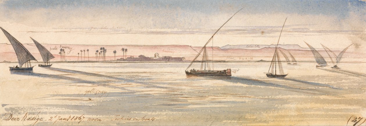 Deir Kadige、正午、1867年1月2日（27）。 作： エドワード・リア