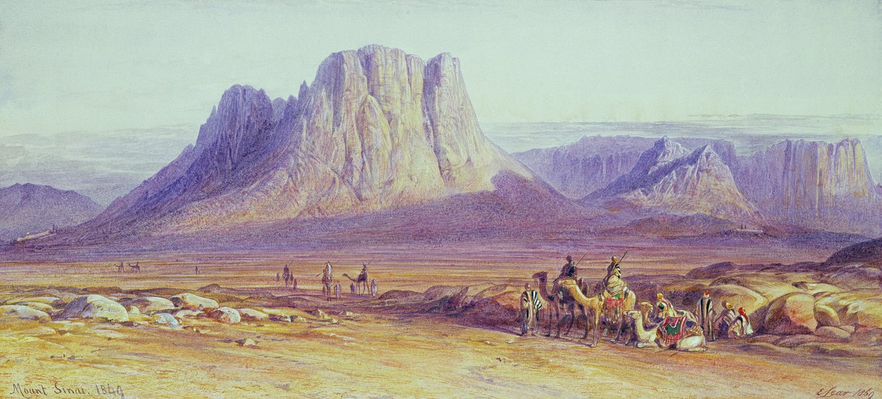 ラクダ列車、コンデシ、シナイ山、1848 作： エドワード・リア