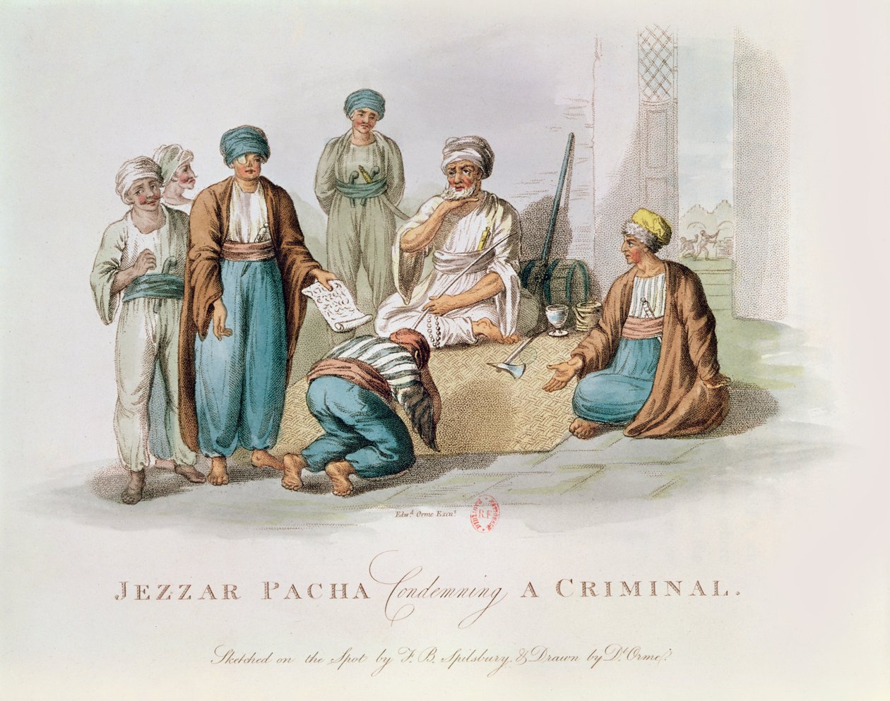 ジェザール・パチャc.1720-1804が犯人の色の彫刻を非難 作： エドワード・オーム