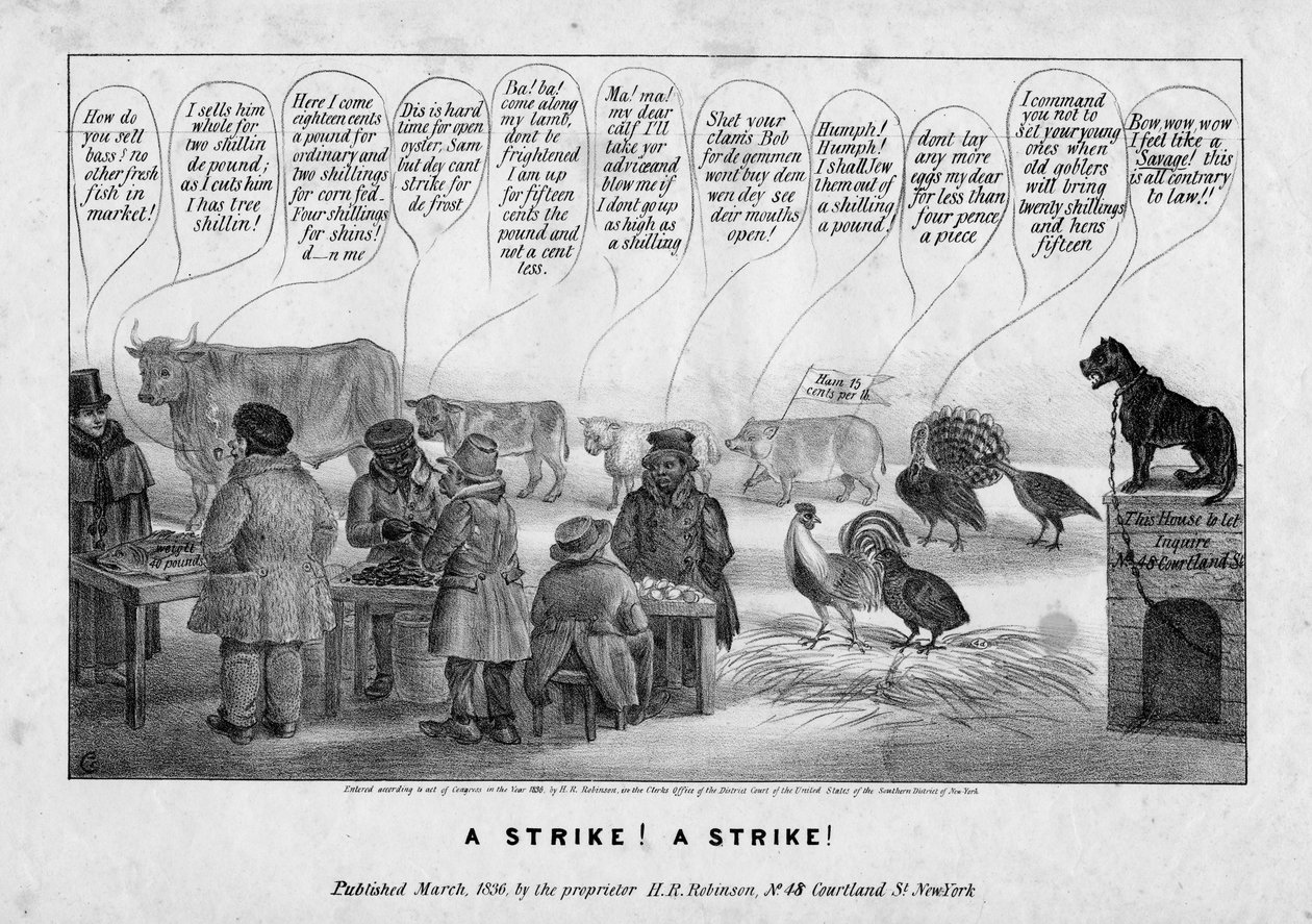 ストライキ！ストライキ！、c.1836 作： エドワード・ウィリアムズ・クレイ