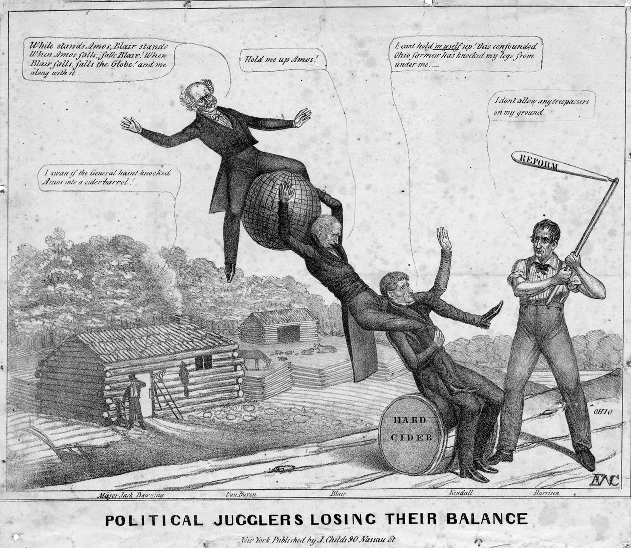 1840年にニューヨークのJチャイルズから出版された、政治的均衡を失った政治家 作： エドワード・ウィリアムズ・クレイ