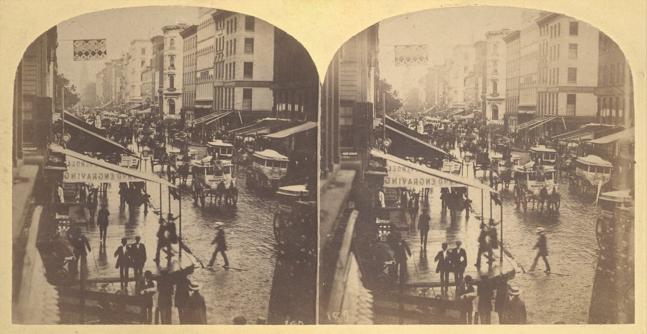 雨の日のブロードウェイ、1859年。 作： エドワード・アンソニー