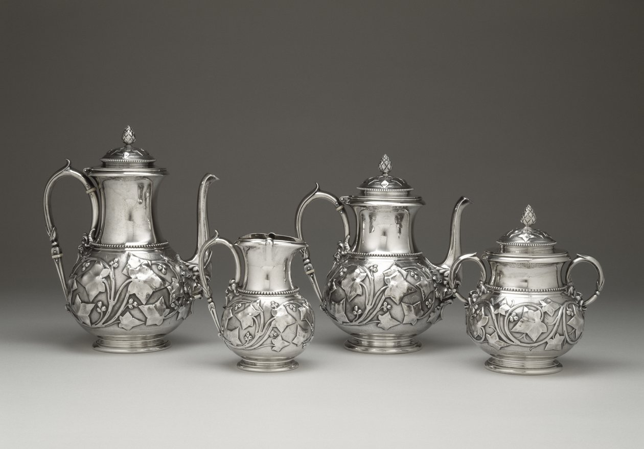 コーヒーと紅茶のサービス、c。 1856-1859（シルバーとアイボリー） 作： エドワードチャンドラームーア