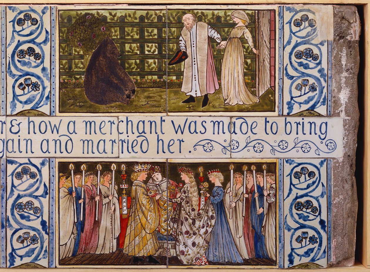 Beauty and the Beastタイルパネル、Morris、Marshall、Faulkner＆Co.、1867年 作： エドワード・バーン・ジョーンズ