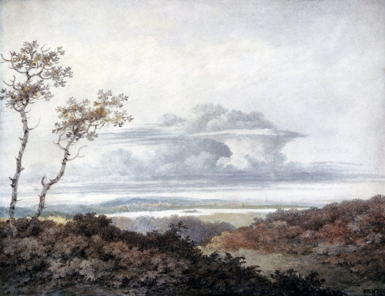ルークハワード（1772-1864）c.1808-11（紙のトイレ）による後の雲の研究のある農村景観 作： エドワード・ケニオン