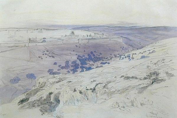 エルサレム、1858年4月24日〜28日（ペン、インク、水彩、紙） 作： エドワード・リア