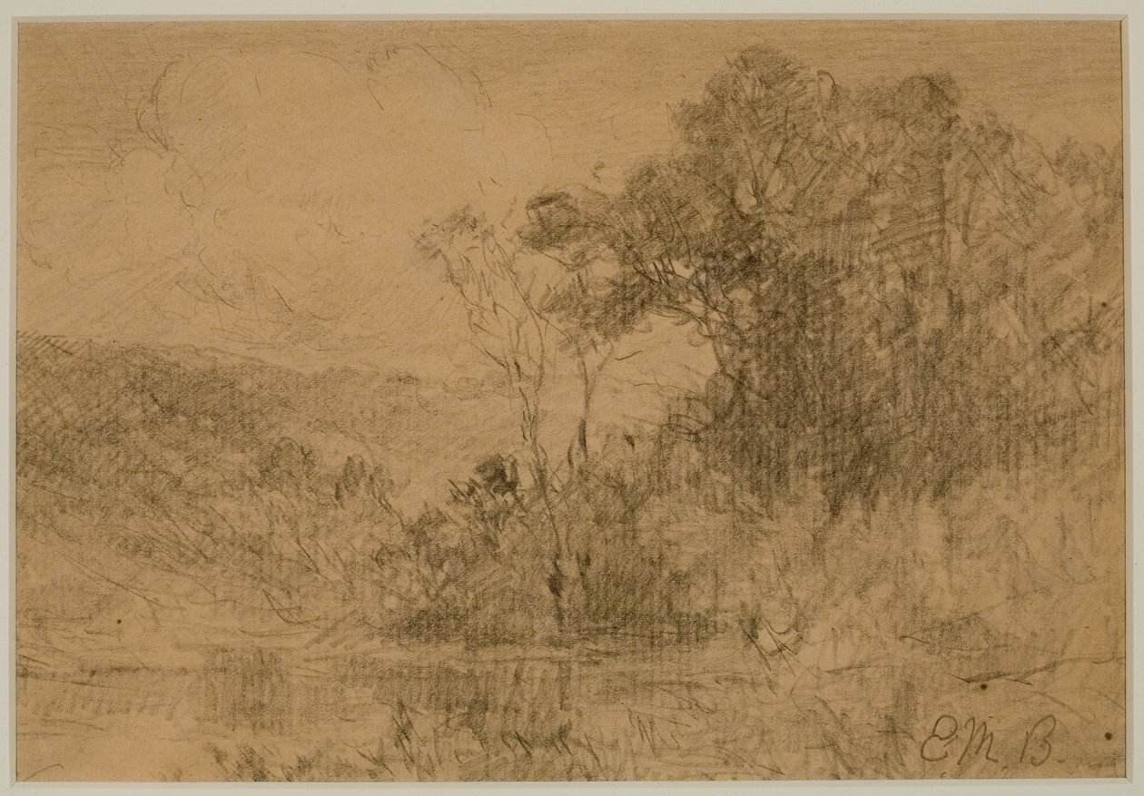 風景、森 (#36) ｃ． 1880年代（紙にグラファイト） 作： エドワード・ミッチェル・バニスター