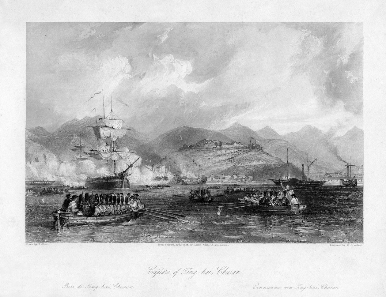 1841年の19世紀、中国の青海省青海の捕獲。 作： エドワード・パックスマン・ブランダード