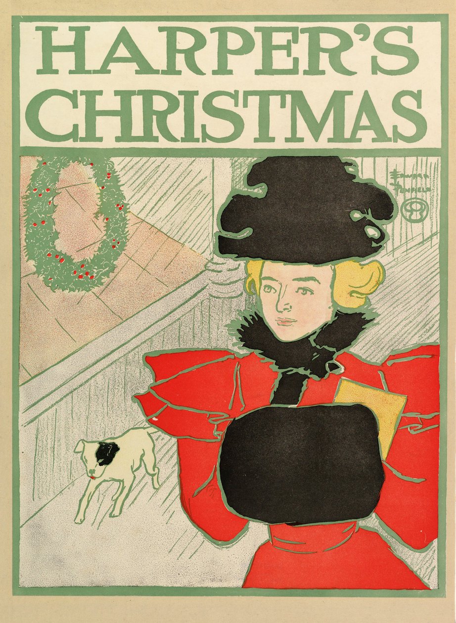 ポスター広告Harpers新しい月刊誌、クリスマス1894 作： エドワード・ペンフィールド
