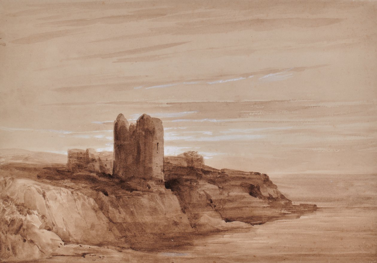 崖の上の塔の海景 作： エドワードプリティー