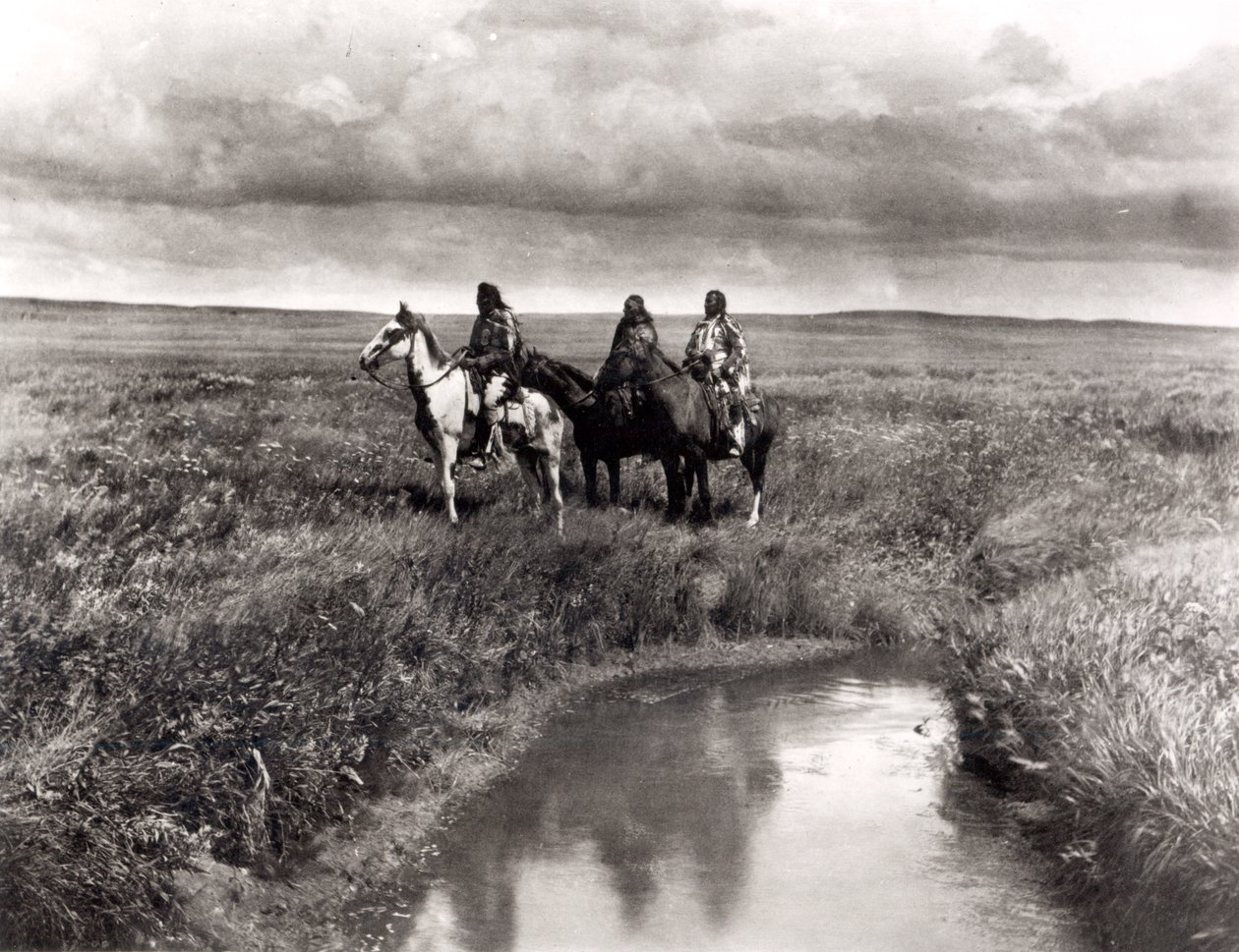 3人のアメリカ先住民の酋長、1900年頃（グラビア）（白黒写真） 作： エドワード保安官カーティス