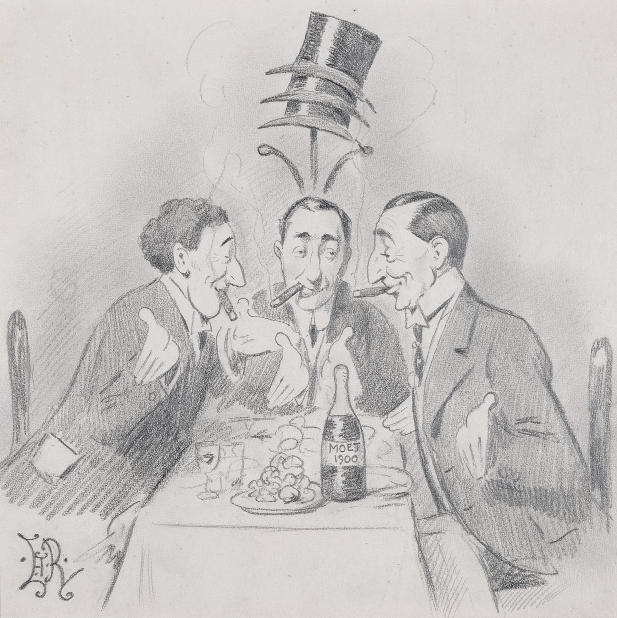 有名な昼食会トロワ（3つのアイザック）1900 作： エドワード・テニスン・リード