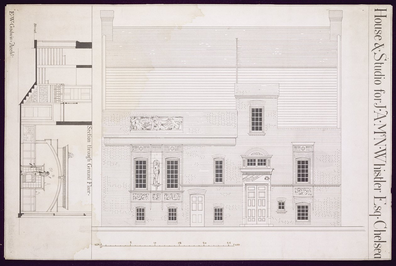 JAM Whistler Esq、ChelseaのHouse und Studioのデザイン、c.1877-78（176477も参照） 作： エドワード・ウィリアム・ゴッドウィン