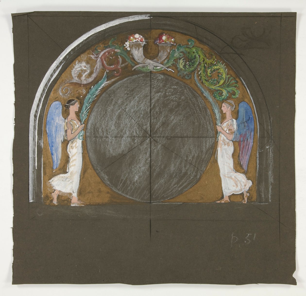 ペンシルバニア州ハリスバーグの州議会議事堂の窓装飾のデザイン、1902～1911年（ジョン・シンガー・サージェントが完成） 作： エドウィン オースティン アビー