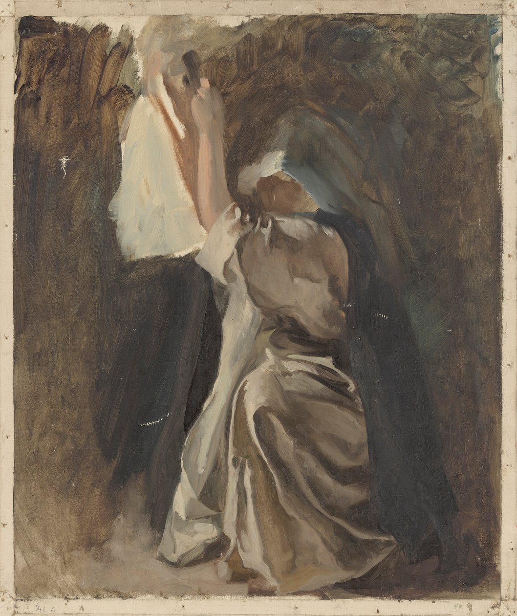 Figure Study of a Nun, for The Infancy of Galahad, The Quest and Achievement of the Holy Grail, Book Delivery Room, Boston Public Library 作： エドウィン オースティン アビー