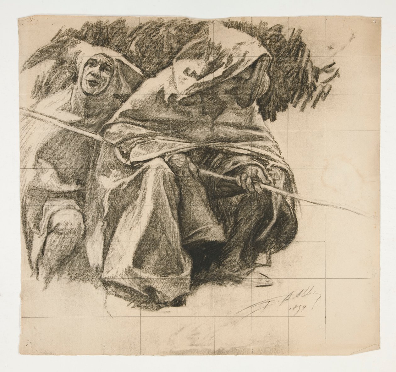 The Quest of the Holy Grail からの The Fisher King の習作 (1901 年に完成した、ボストン公立図書館のための 15 枚の絵画のシリーズ) 作： エドウィン オースティン アビー