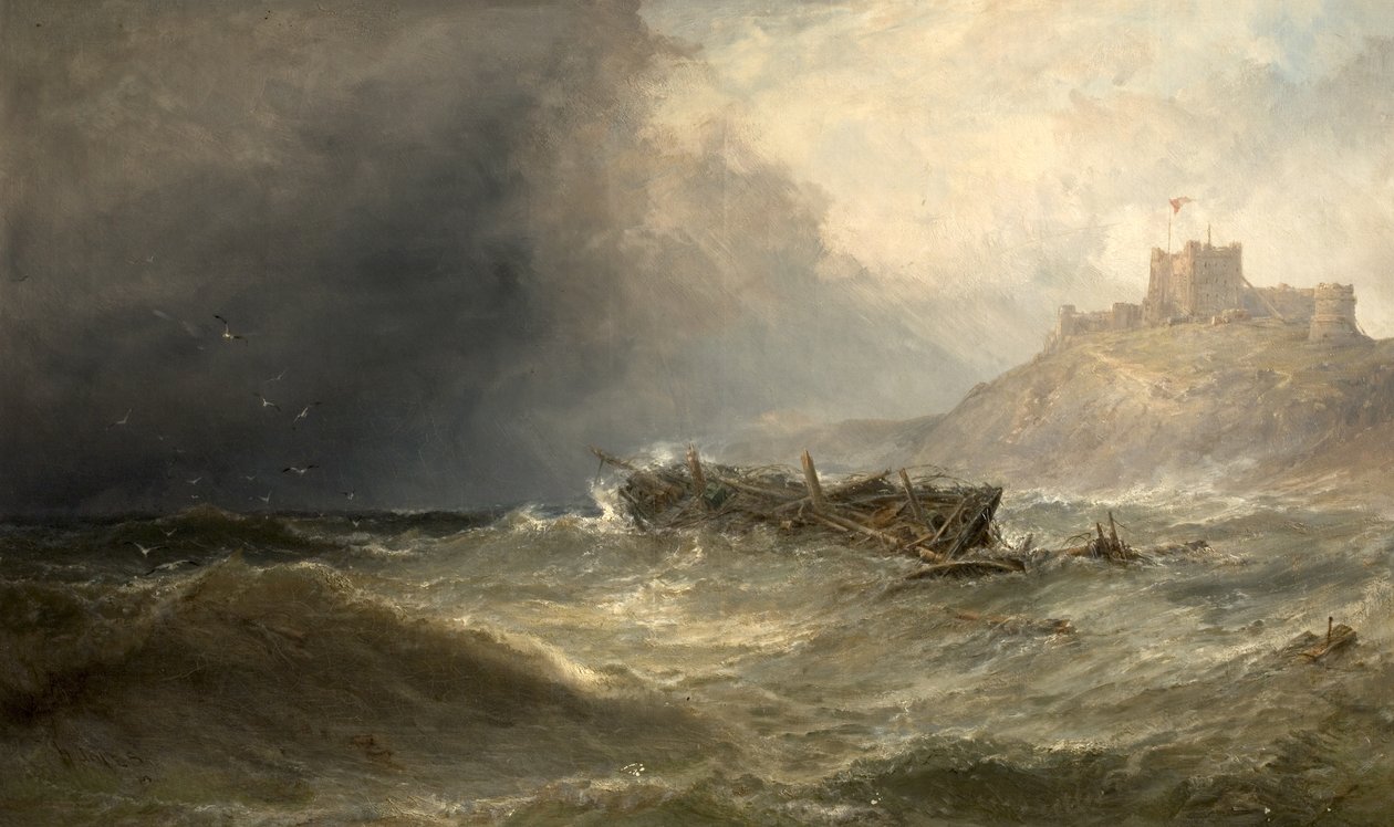 ノーサンバーランド州バンボロー沖のブリーク漂流1875 作： エドウィン・ヘイズ