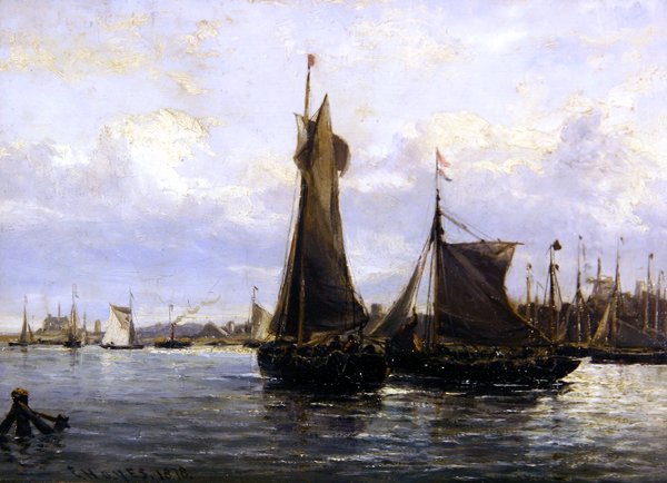 Gorlston Harbour、1878 作： エドウィン・ヘイズ