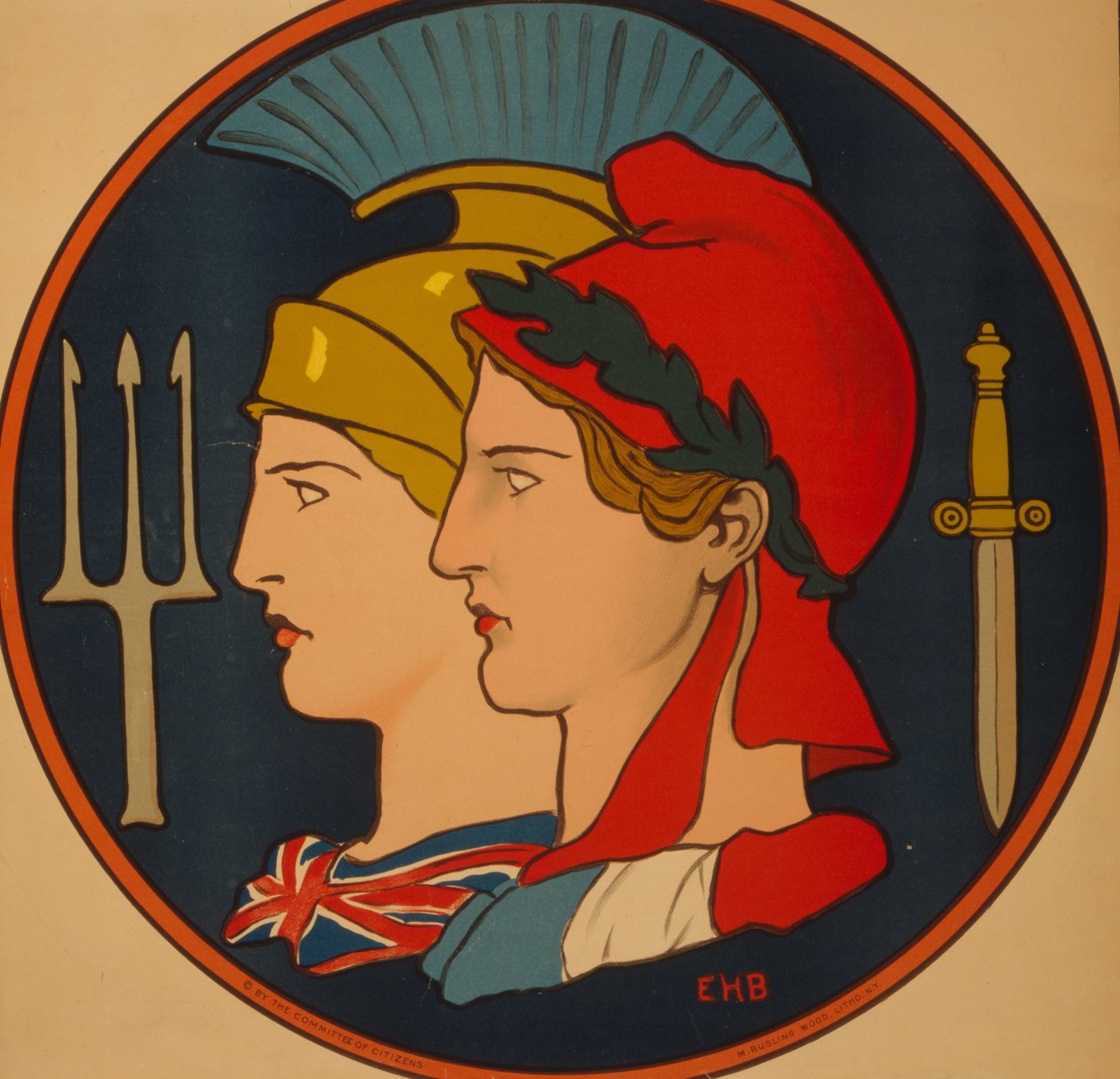 フランスとイギリスの紋章、1917 作： エドウィン・ハウランド・ブラッシュフィールド