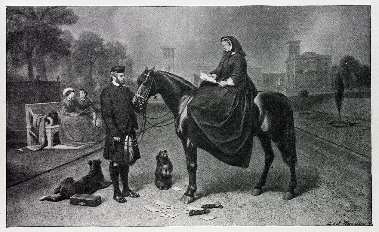 1865年の絵画の後、オズボーンにあるビクトリア女王 作： エドウィン・ランドシーア