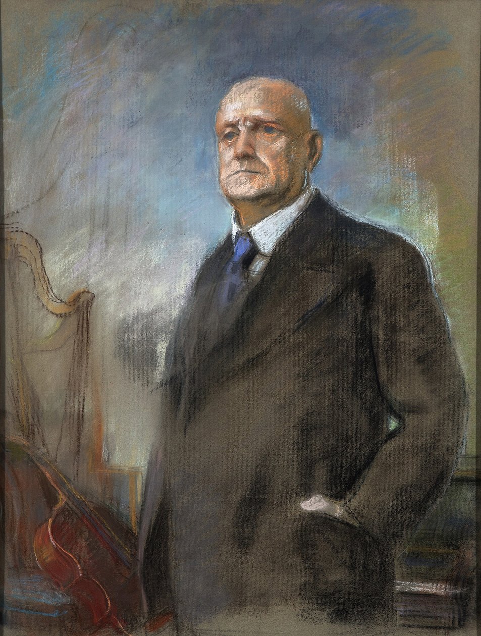 Jean (Johan) Sibelius (1865-1957) - Eero Jaernefelt (1863-1937)。 厚紙にパステル サイズ : 87x51 cm 個人蔵 作： エエロ・ヤルネフェルト