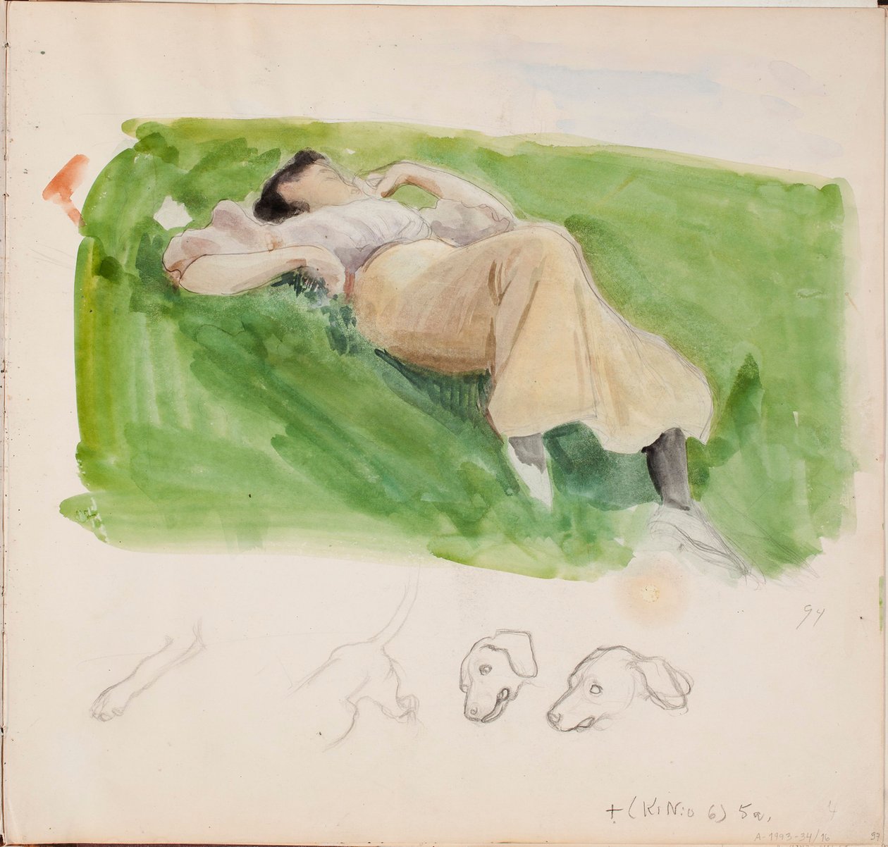 Skizze für Saimi auf der Wiese, Seite aus Järnefelts Skizzenbuch 作： エエロ・ヤルネフェルト