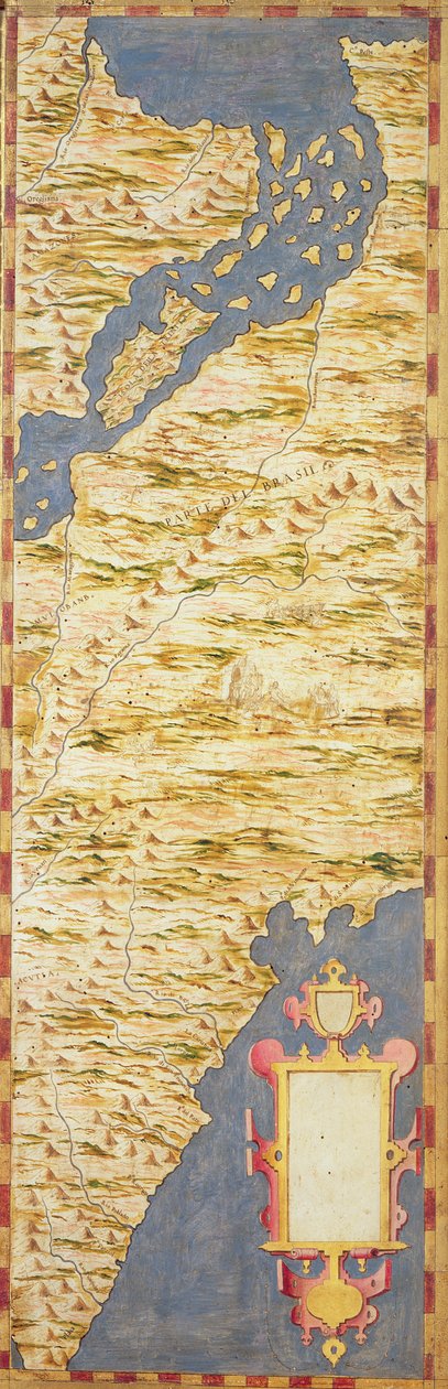 「地理地図のホール」c.1570からのブラジルの地図 作： イグナツィオ・ダンティ