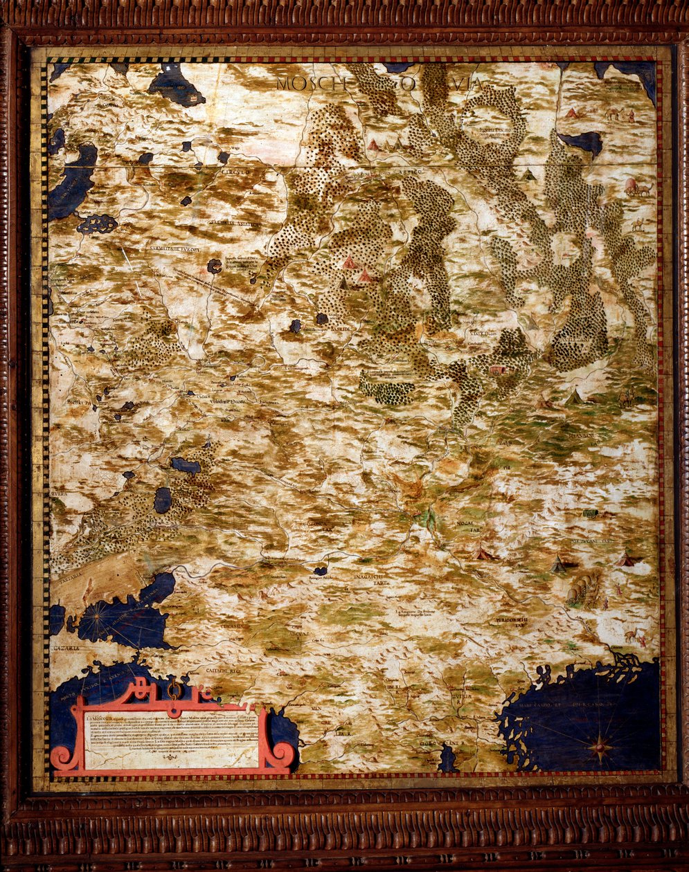 エグナツィオ・ダンティ（1536-1586）によるモスクワ地方の地図。1567年頃フィレンツェ、ヴェッキオ宮殿、マッパモンドの部屋（Sala del Mappamondo 作： エグナツィオダンティ