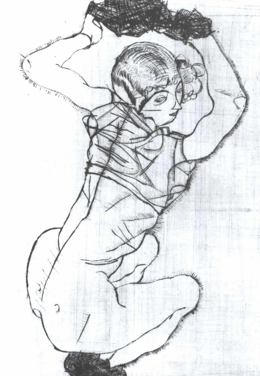 しゃがみ 作： エゴンシーレ