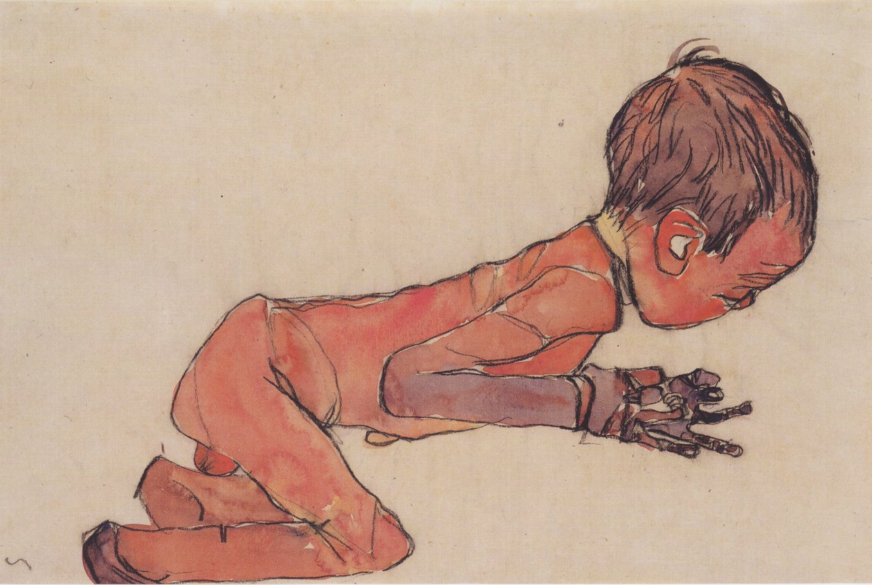 足を描いた新生児 作： エゴンシーレ