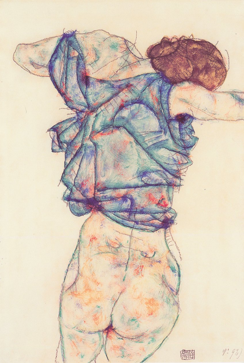 脱いでいる女性 作： エゴンシーレ