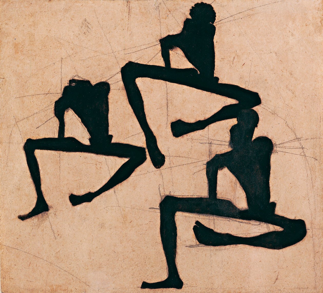 3人の裸の男性による構成 - 3人の男性の裸体による構成 - エゴン・シーレ作（1890-1918）、紙にインク 作： エゴンシーレ