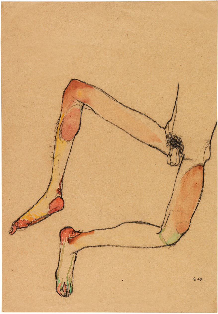 裸の男性の腹部、1910 年。 作： エゴンシーレ