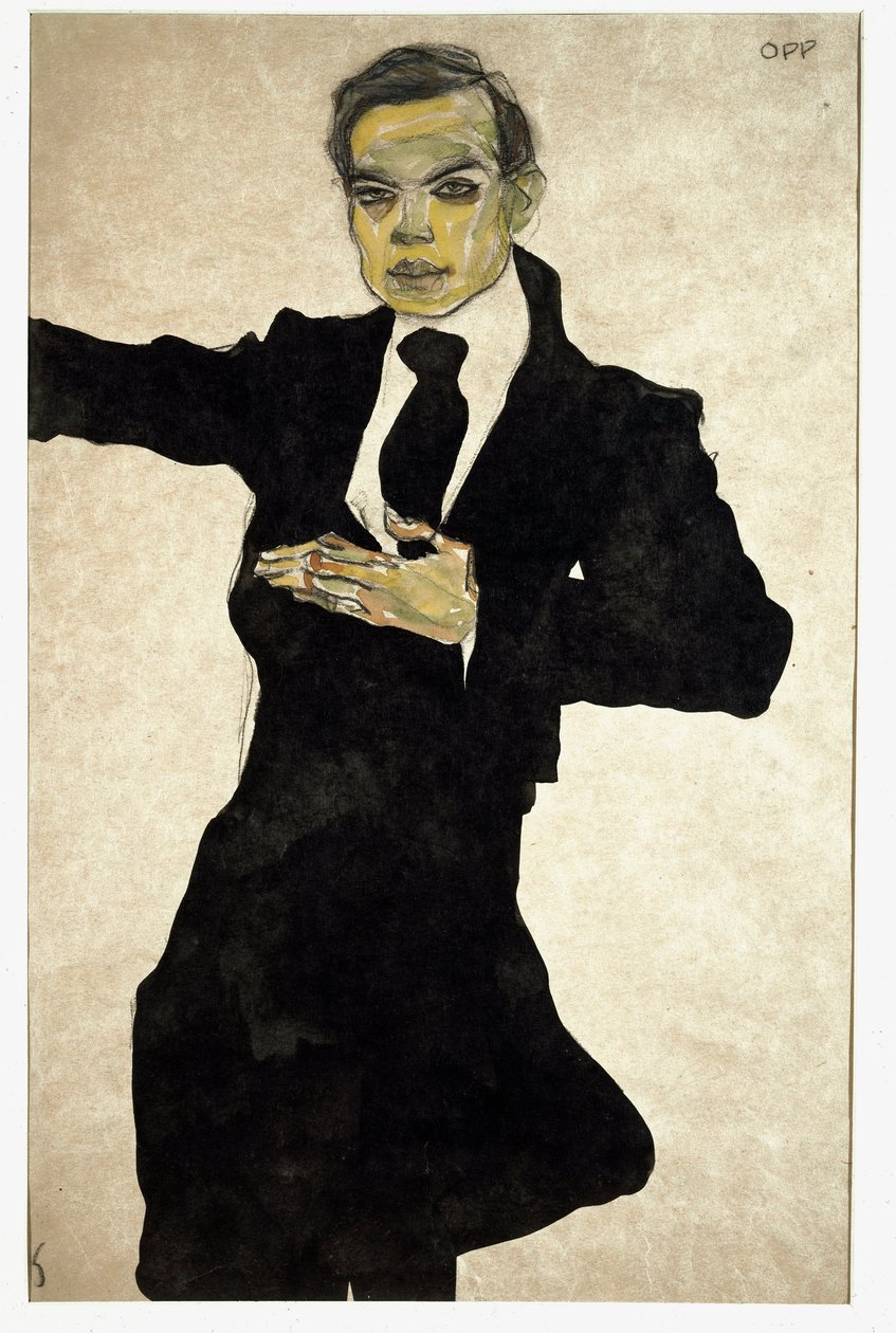 マックスオッペンハイマー（1885-1954）の肖像画、エゴンシーレ作（1890-1918） 作： エゴンシーレ