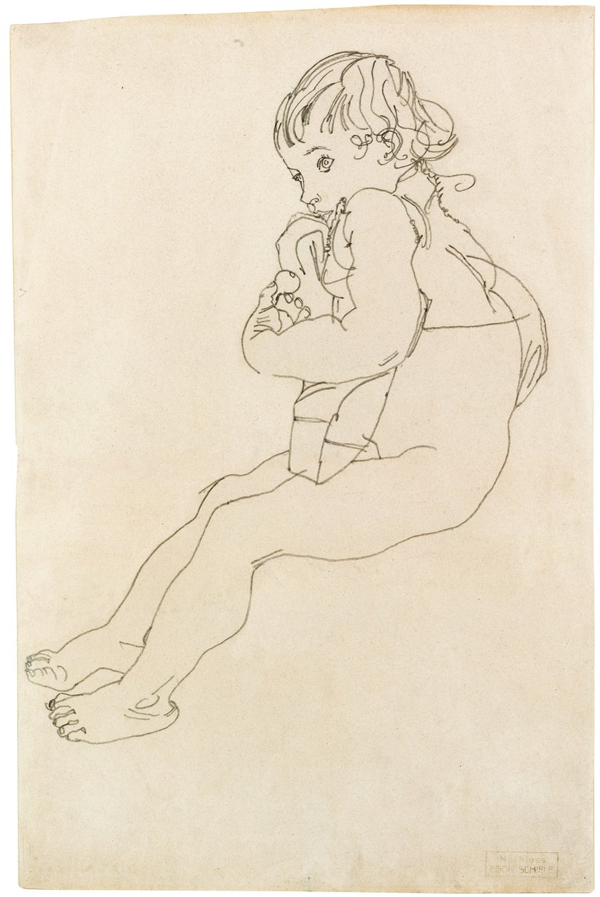 着席の子供、1916 作： エゴンシーレ
