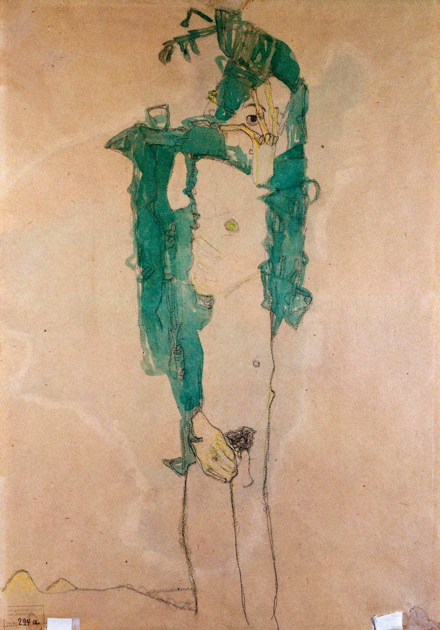 自画像、1910年頃 作： エゴンシーレ