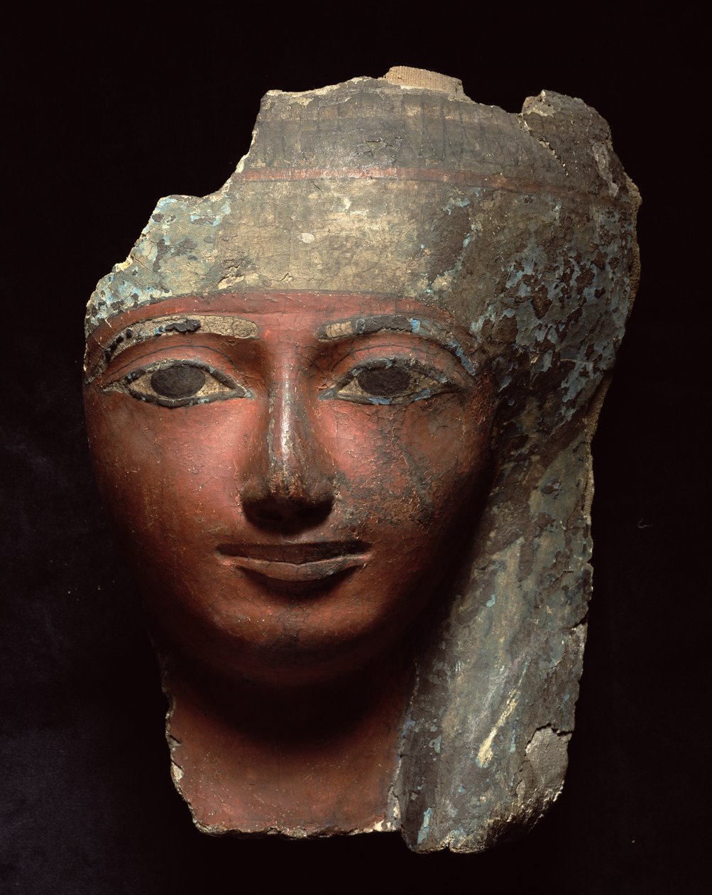 ミイラマスク、ニューキングダム、19-20王朝（1295-1069 BC）（カルトナージュ塗装） 作： エジプト人