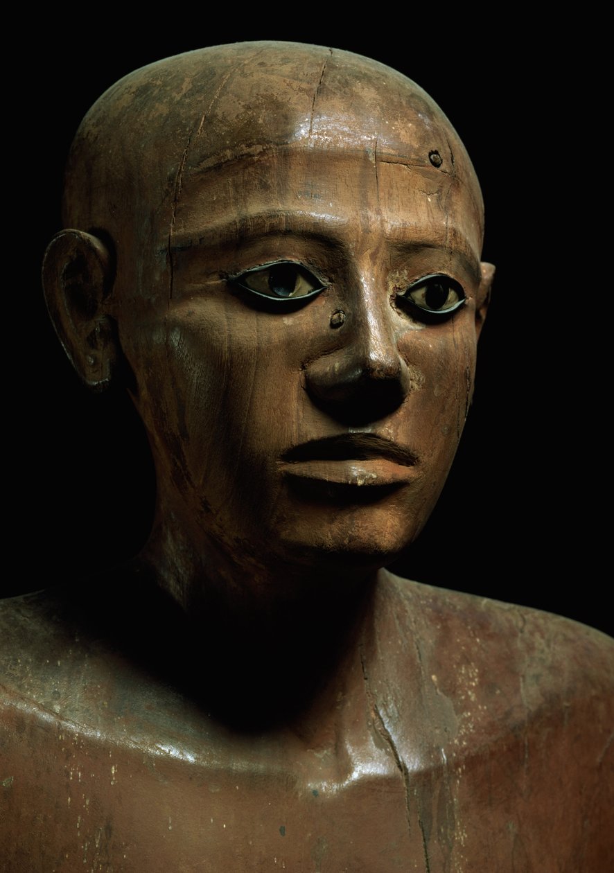 ナクティ首相の彫像、アシュト、中王国初期、1900年頃（塗られた木）（詳細） 作： エジプト第12王朝