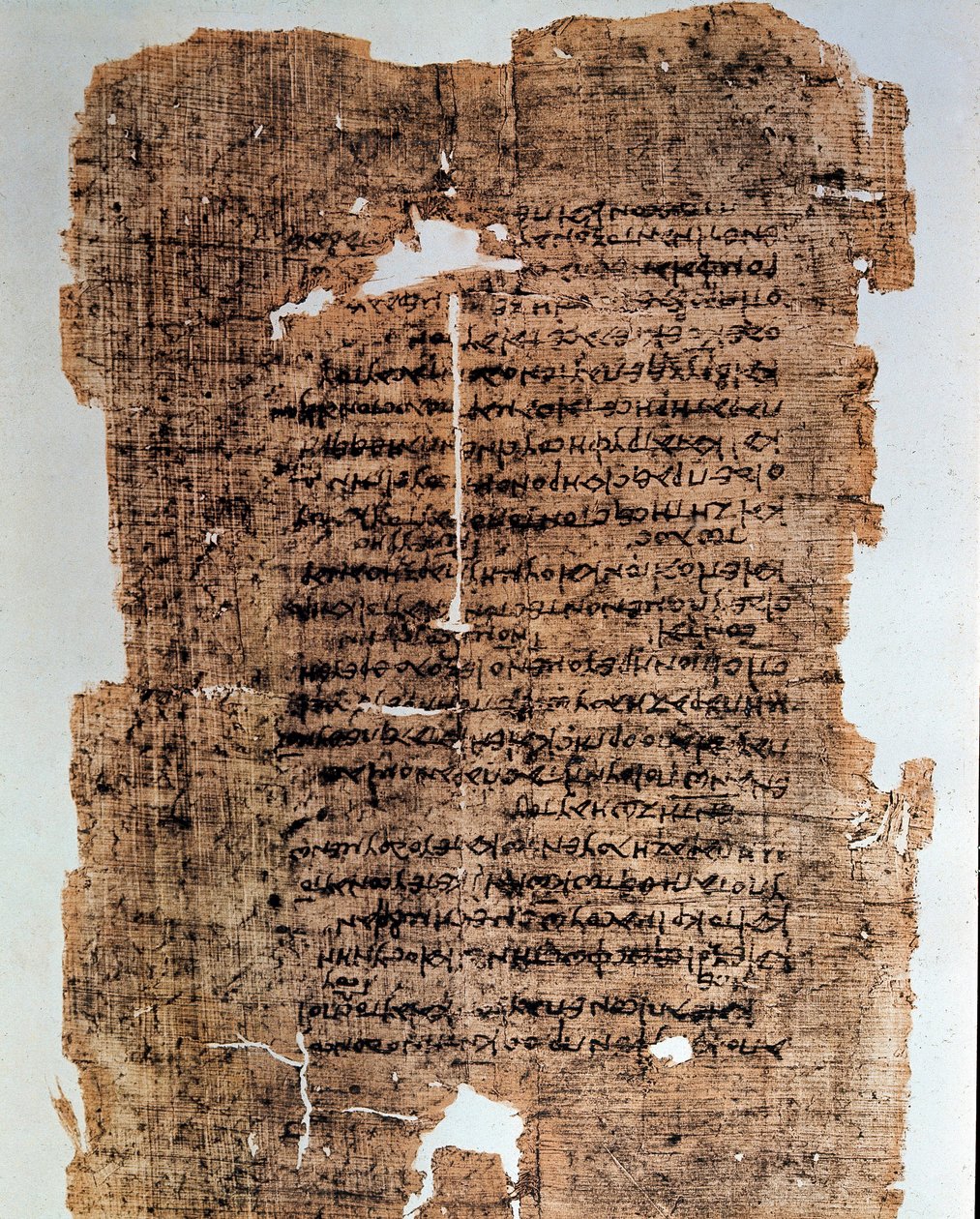 エジプト古代美術：銘文で覆われたパピルス。紀元前4世紀の写本。寸法