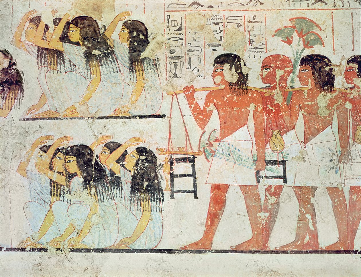 ラモーセの墓礼拝堂、ラモーセの葬列の会葬者のグループ、ニューキングダム、c.1360 BC（壁画） 作： エジプト第18王朝
