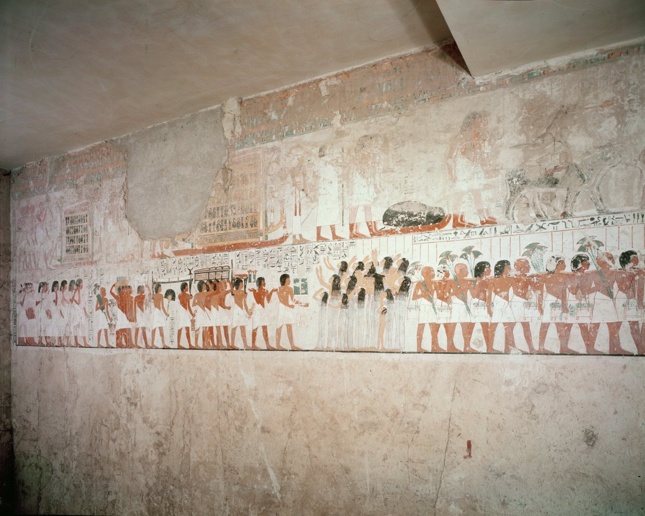 ラモーゼの墓の内部、ニューキングダム、紀元前1360年頃（壁画） 作： エジプト第18王朝