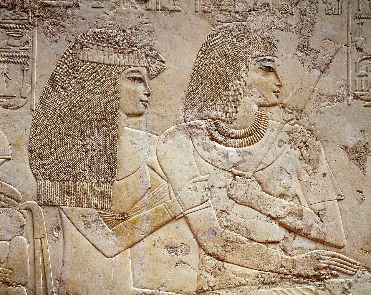 ラモスとその妻（ルクソール、シェイク・アブド・エル・クルナ、ラモスの墓）（レリーフ 作： エジプト第18王朝