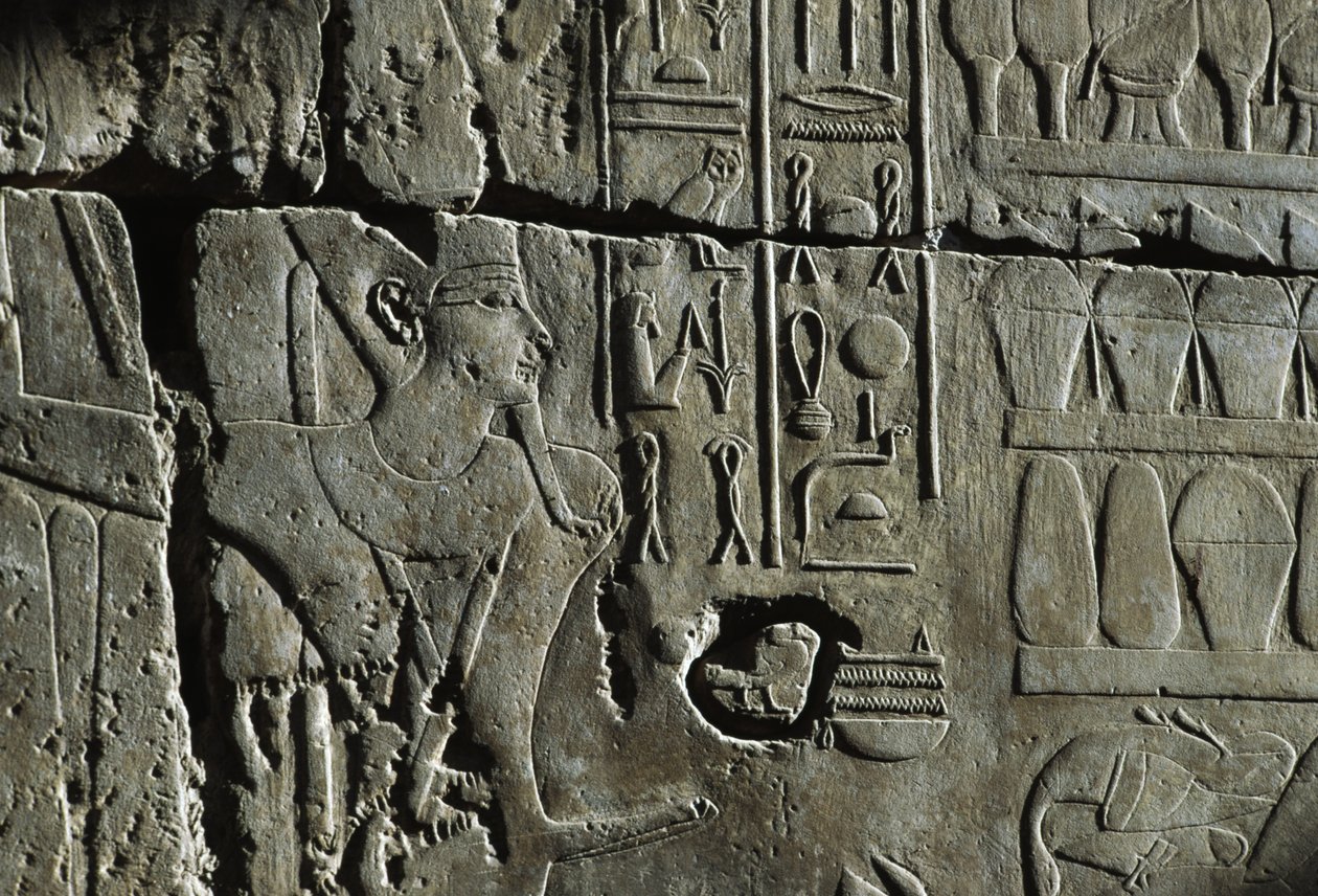 古代テーベ、ルクソール、アメン神殿、レリーフ（ユネスコ世界遺産リスト 作： エジプト第19王朝