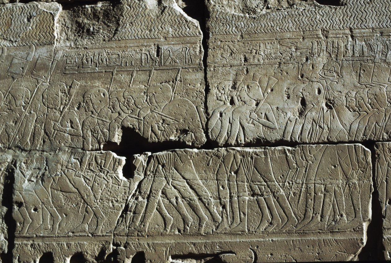 古代テーベ、ルクソール、アメン神殿、レリーフ（ユネスコ世界遺産リスト 作： エジプト第19王朝