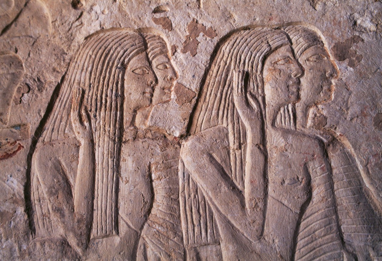 女性たちを描いたレリーフ、レテヤの墓、サッカラ、エジプト、エジプト文明、新王国時代、第十九王朝 作： エジプト第19王朝