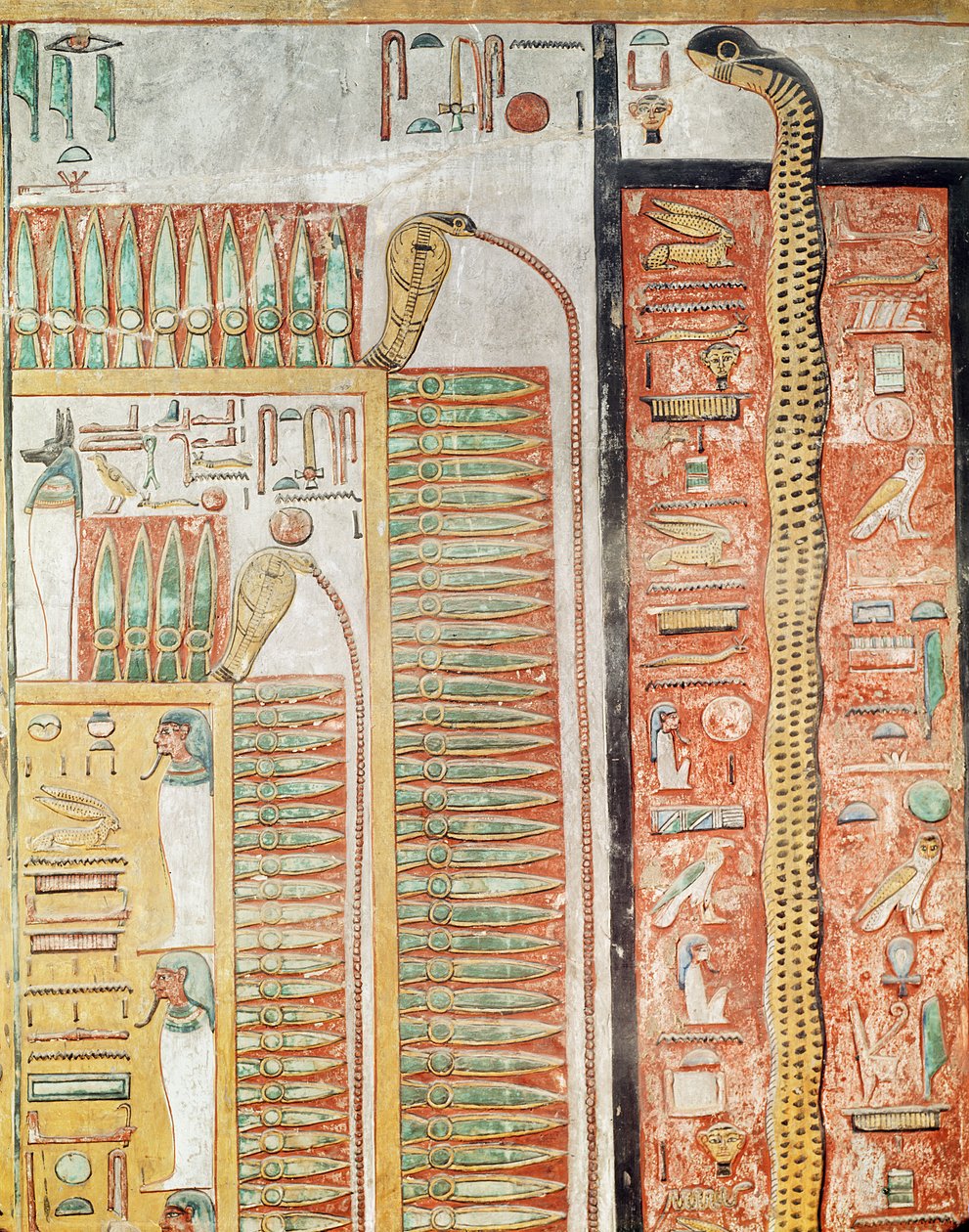 セティ1世の墓から死者が来世に至るまでの道を描いたレリーフI（c.1294-1279 BC）New Kingdom（painted limestone） 作： エジプト第19王朝