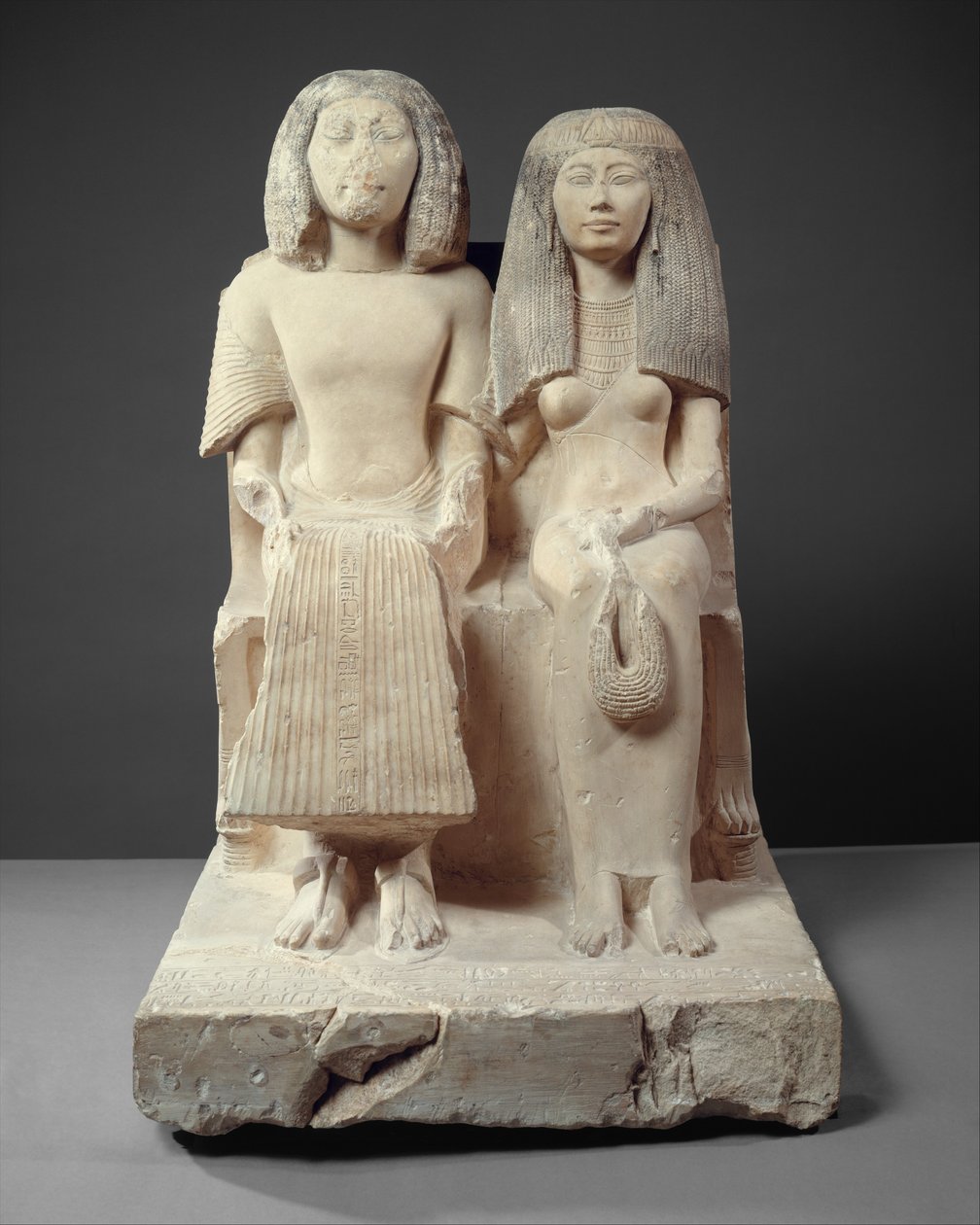 ユニーとその妻レネヌエット、紀元前1280年頃（石灰岩塗装） 作： エジプト第19王朝