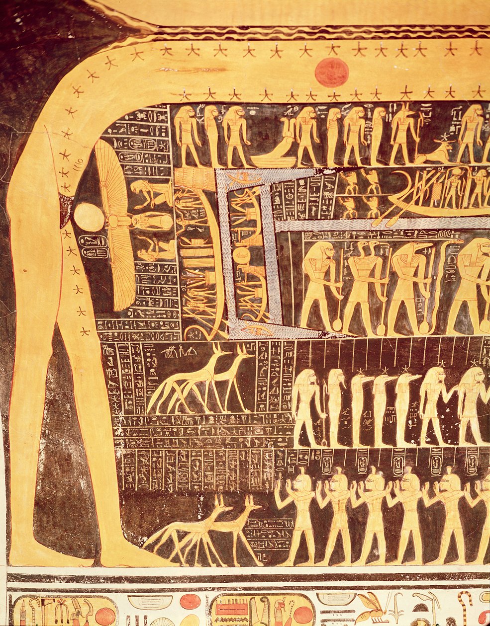 ラムセス6世の墓の埋葬室の天井からの日の本の詳細VI（r.1143-1136 BC）ニューキングダム（壁画） 作： エジプト第20王朝