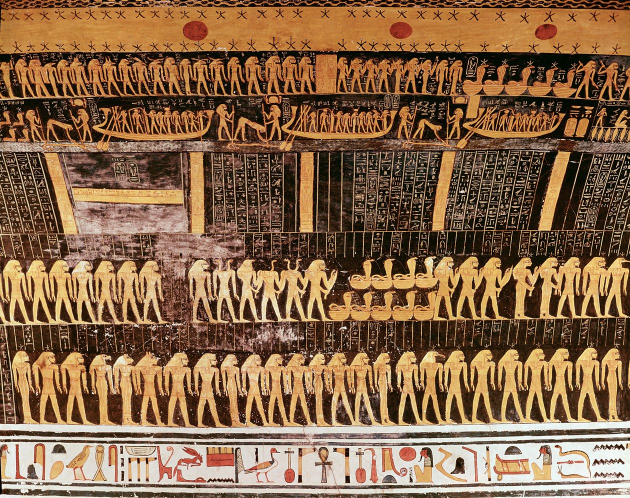 ラムセス6世の墓の埋葬室の天井からの日の本の詳細VI（r.1143-1136 BC）ニューキングダム（壁画） 作： エジプト第20王朝
