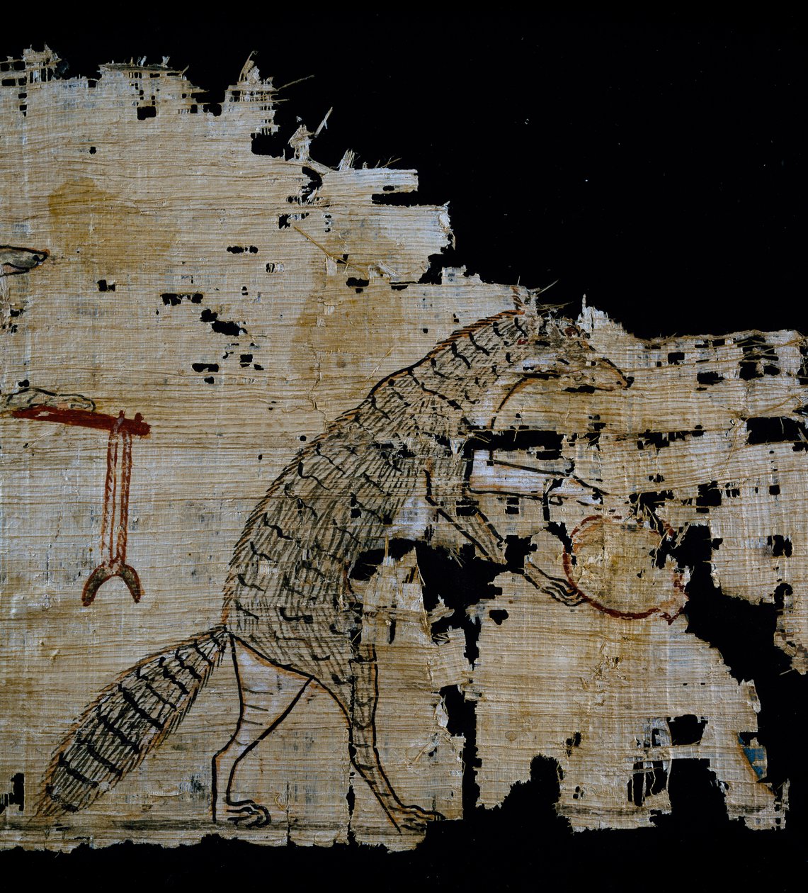 風刺場面を描いたパピルス、紀元前1100年頃、ラメセス9世の時代のもの、詳細、エジプト文明、新王国、第XX王朝 作： エジプト第20王朝